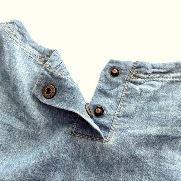 Esley Chambray Babydoll Mini Cotton Dress Medium Summer Fall Breathable Casual - Picture 8 of 13